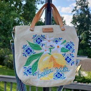 Bella Vita Embroidered Medium Messenger Bag